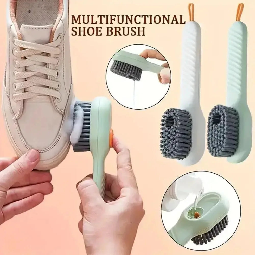 1 Piece Green Soft Bristled Shoe Brush with Ergonomic Handle, Suitable for Laundry, Footwear, and Home Cleaning