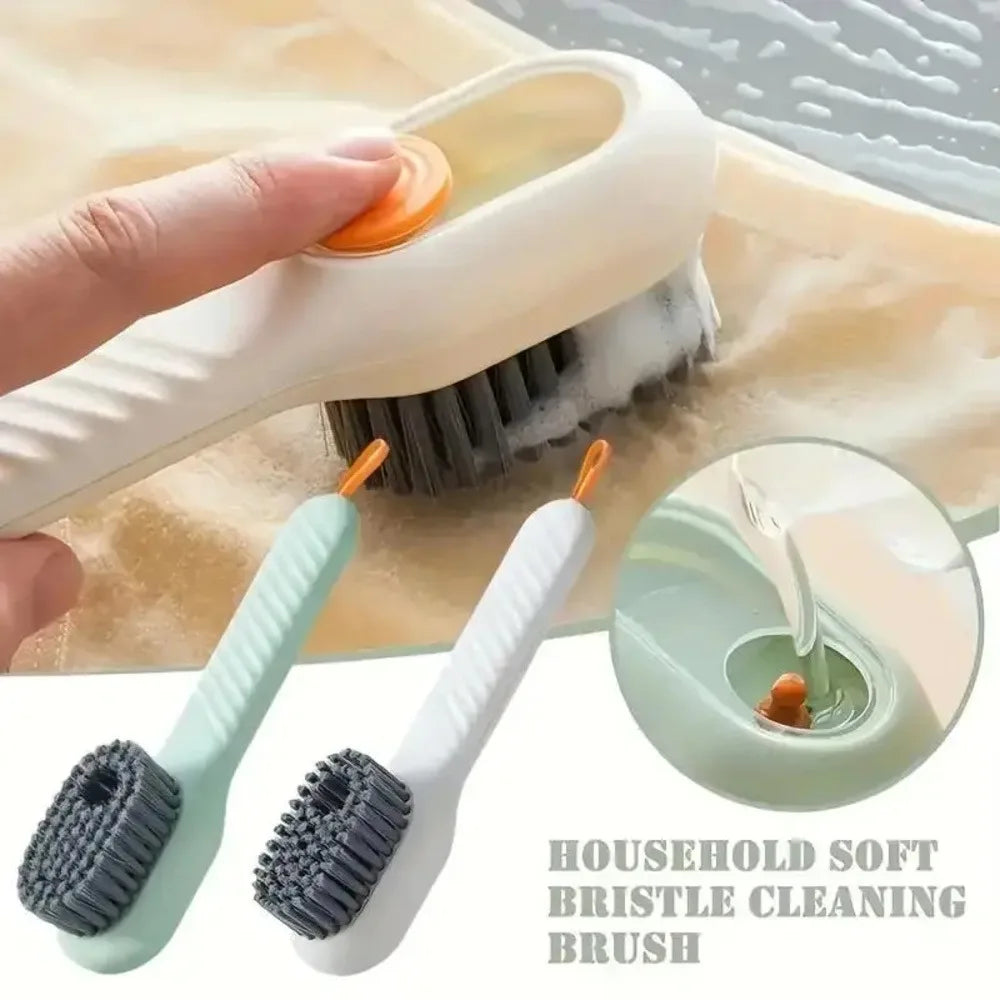 1 Piece Green Soft Bristled Shoe Brush with Ergonomic Handle, Suitable for Laundry, Footwear, and Home Cleaning