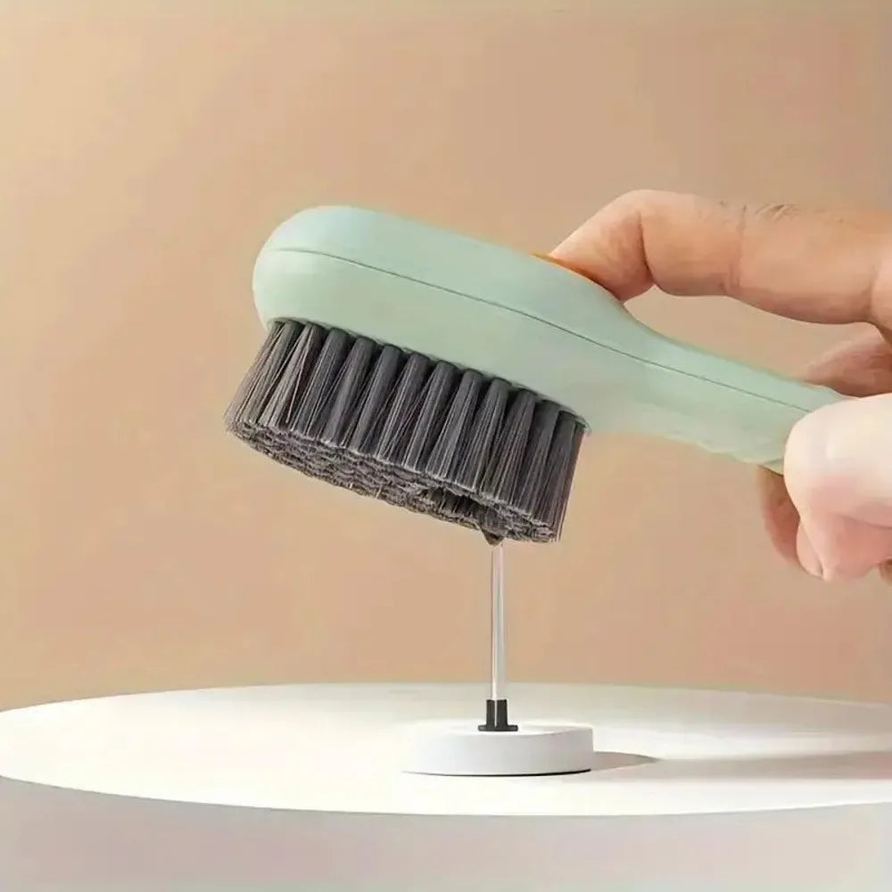 1 Piece Green Soft Bristled Shoe Brush with Ergonomic Handle, Suitable for Laundry, Footwear, and Home Cleaning