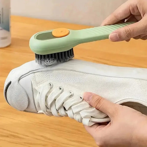 1 Piece Green Soft Bristled Shoe Brush with Ergonomic Handle, Suitable for Laundry, Footwear, and Home Cleaning